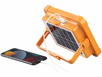 Luminea 2er-Set Solar-Akku-Strahler mit CCT-LEDs & Powerbank, 1000 lm, dimmbar