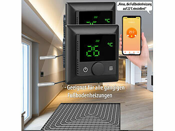 revolt Smart Thermostat WLAN: 2er-Set WLAN-Fußbodenheizungs-Thermostat mit  Sprachsteuerung, schwarz (Raumthermostat dgital)