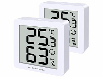 PEARL 2er Set Ultrakompakter Mini Hygrometer mit Temperatur