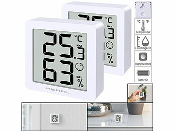 Humidity-meters: PEARL 2er Set Ultrakompakter Mini Hygrometer mit Temperatur