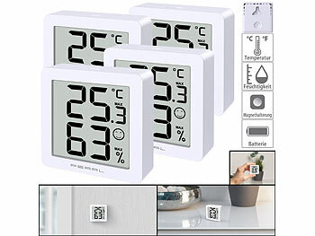 Thermometer: PEARL 4er-Set Ultrakompakter Mini Hygrometer mit Temperatur