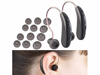Hörgeräte Hörhilfen: newgen medicals 2er-Set digitale Akku-Hörverstärker, bis 30 dB, 20 Std. Laufzeit