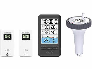 Funk-Poolthermometer mit WLAN, App & Außensensoren für Luftfeuchtigkeit & Temperatur