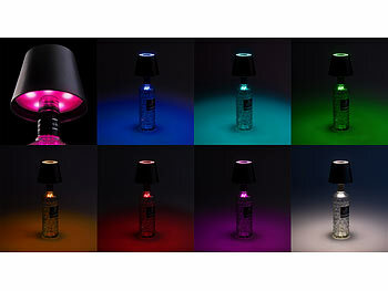 Lunartec Akku-LED-Tischleuchten-Aufsatz für Flaschen, RGBW, für innen & außen