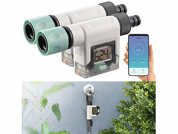 Royal Gardineer 2er-Set Smart-Wasserzähler für Gartenschlauch, Display, Bluetooth, App