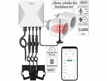 Digitaler Stromzähler: Luminea Home Control 3-Phasen-WLAN-Stromzähler inkl. 2 WLAN-Steckdosen