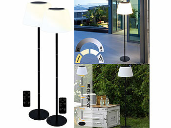 Lunartec 2er-Set Solar-LED-Tisch- & Stehleuchte, Fernbedienung, CCT, 400 lm