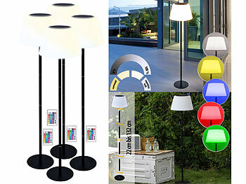 Lunartec 4er-Set Solar-LED-Tisch- & Stehleuchte, Fernbedienung, RGB&CCT, 400 lm