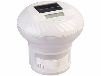 infactory 3in1-Poolthermometer, Chlor-Dosierer und RGB-Leuchte, Solar, Akku, LCD