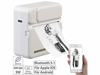 Callstel Mobiler Akku-Mini-Foto-/Etiketten-Thermodrucker, App, 200 dpi, BT 5.1