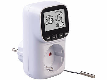 revolt Digitales Steckdosen-Thermostat für Heiz & Klimageräte, Sensorkabel