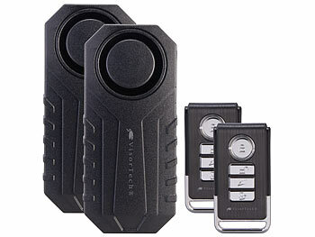 Fahrradalarm: VisorTech 2er-Set Ultrakompakter Anti-Diebstahl-Alarm für Auto & Fahrrad, 113 dB