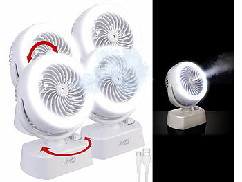 3-stufiger Ventilator: Sichler 4er Set Akku-Tisch-Ventilator & Vernebler,Oszilation,LED-Ring,1.200mAh