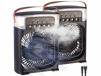 Sichler 2er USB-Tischventilator mit Ultraschall-Vernebler,Timer&Nachtlicht