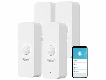 Bewegung Melder Alarm: Luminea Home Control 4er-Set WLAN-Indoor-Bewegungsmelder zum Auslösen von smarten Szenen