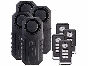 Alarmanlage Auto: VisorTech 4er-Set Ultrakompakter Anti-Diebstahl-Alarm für Auto & Fahrrad, 113 dB