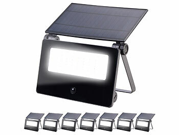 Garten Solar Strahler: Luminea 8er-Set Solar-LED-Wandfluter, Bewegungssensor, 1.300 lm, 2x 1.800 mAh