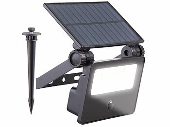 Erdspieß Solarleuchte: Luminea Solar-LED-Gartenstrahler mit Bewegungssensor, 400 lm, 1.200 mAh, IP65