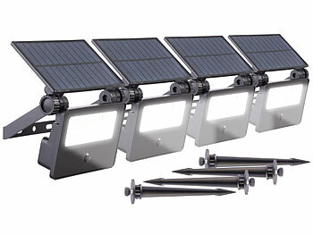 Baumstrahler Solar: Luminea 4er-Set Solar-LED-Gartenstrahler mit Bewegungssensor, 400 lm, 1.200 mA