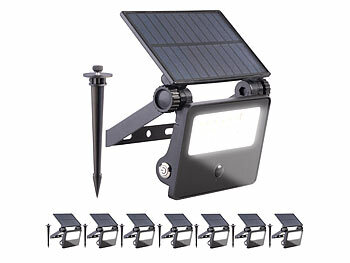 Erdspieß Solarleuchte: Luminea 8er-Set Solar-LED-Gartenstrahler, Bewegungssensor, 700 lm, 1.800 mAh
