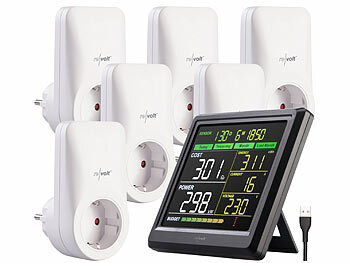 Digitale Stromzähler: revolt Funk-Energiekosten-Messer, inklusive 6 Steckdosen, externes Display 