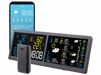 infactory WLAN-Funk-Wetterstation mit Widescreen-VA-Display, Versandrückläufer