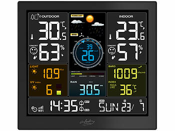 infactory WLAN-Funk-Wetterstation mit XL-Farbdisplay, App, Weather Underground