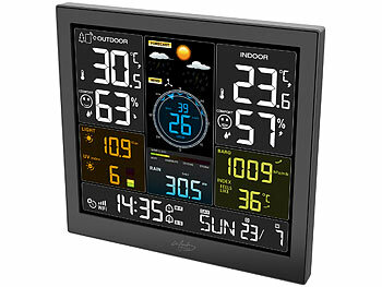 infactory WLAN-Funk-Wetterstation mit XL-Farbdisplay, App, Weather Underground