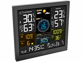 infactory WLAN-Funk-Wetterstation mit XL-Farbdisplay, App, Weather Underground