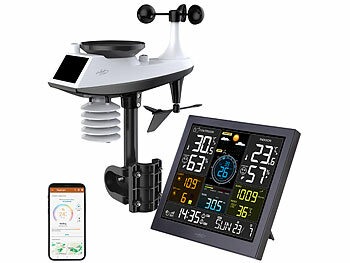 Profi Wetterstation: infactory WLAN-Funk-Wetterstation mit XL-Farbdisplay, App, Weather Underground