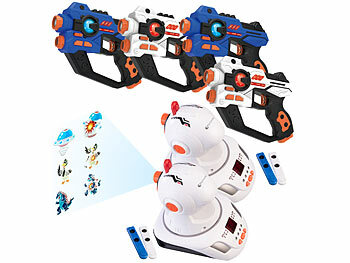 Spielzeugsets: Playtastic Lasertag-Set mit 4 Pistolen & 2 Ziel-Projektoren, Licht- & Ton-Effekte