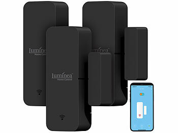 Tür-Alarmanlage WLAN: Luminea Home Control 3er-Set WLAN-Tür- und -Fensteralarm, weltweiter App-Zugriff