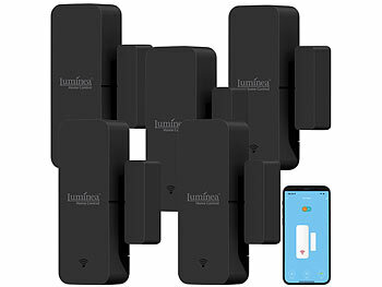 Tür-Fensterkontakt: Luminea Home Control 5er-Set WLAN-Tür- und -Fensteralarm, weltweiter App-Zugriff