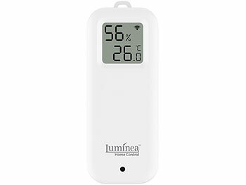Luminea Home Control 4er-Set WLAN-Temperatur- und Luftfeuchtigkeitssensor mit Display, App
