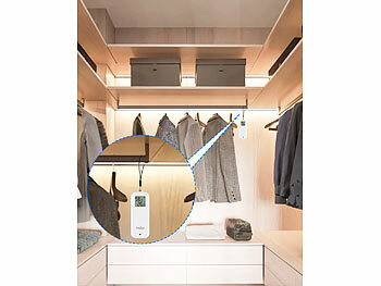 Luminea Home Control 4er-Set WLAN-Temperatur- und Luftfeuchtigkeitssensor mit Display, App
