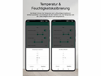 Luminea Home Control 4er-Set WLAN-Temperatur- und Luftfeuchtigkeitssensor mit Display, App