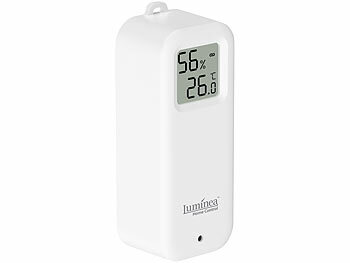 Luminea Home Control 4er-Set WLAN-Temperatur- und Luftfeuchtigkeitssensor mit Display, App