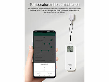 Luminea Home Control 4er-Set WLAN-Temperatur- und Luftfeuchtigkeitssensor mit Display, App