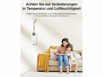 Luminea Home Control 4er-Set WLAN-Temperatur- und Luftfeuchtigkeitssensor mit Display, App