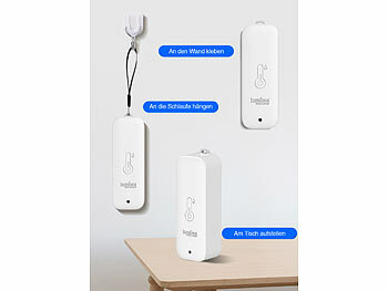 Luminea Home Control 2er-Set Thermometer & Hygrometer mit Bluetooth & App, wetterfest, IP65
