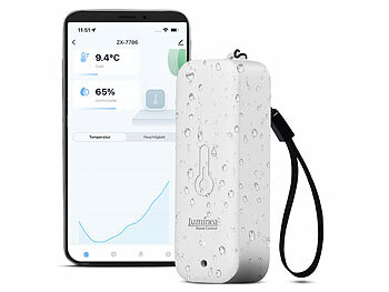 Luminea Home Control 2er-Set Thermometer & Hygrometer mit Bluetooth & App, wetterfest, IP65