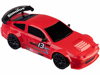 Simulus 2er-Set ferngesteuerte Drift-Sportwagen mit Scheinwerfern, rot&silber