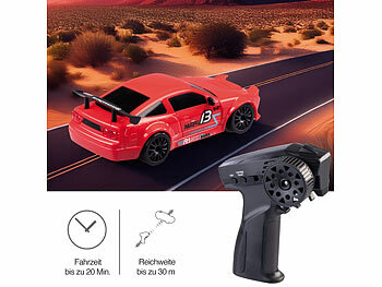 Simulus 2er-Set ferngesteuerte Drift-Sportwagen mit Scheinwerfern, rot&silber