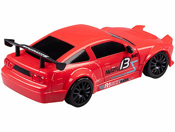Simulus 2er-Set ferngesteuerte Drift-Sportwagen mit Scheinwerfern, rot&silber