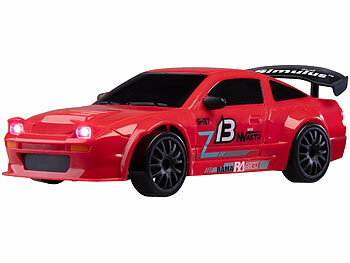 Simulus 2er-Set ferngesteuerte Drift-Sportwagen mit Scheinwerfern, rot&silber