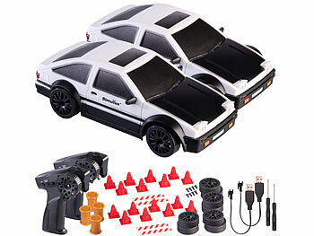 RC Drift Autos: Simulus 2er-Set ferngesteuerte Drift-Sportwagen, schwarz/silber