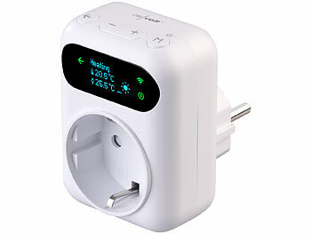 revolt WLAN-Steckdosen-Thermostat für Heiz- & Klimageräte, App, 2 Sensoren