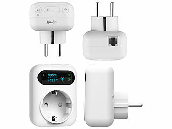 revolt WLAN-Steckdosen-Thermostat für Heiz- & Klimageräte, App, 2 Sensoren