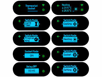 revolt WLAN-Steckdosen-Thermostat für Heiz- & Klimageräte, App, 2 Sensoren