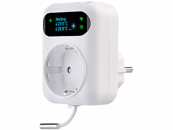 revolt WLAN-Steckdosen-Thermostat für Heiz- & Klimageräte, App, 2 Sensoren
